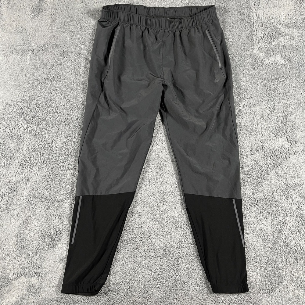 ASICS Running Track Pants Mens XL Gray Black Performance Drawstring 2031D086